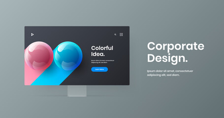 Isolated banner design vector layout. Colorful computer monitor mockup site illustration.