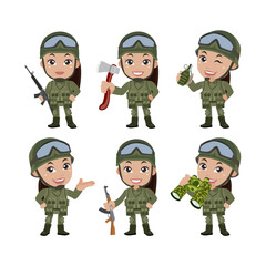 Fototapeta premium Set of soldier with different poses