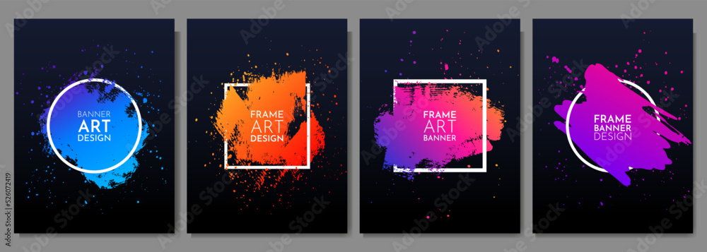 Poster vector frame for text. modern art graphics. dynamic frame stylish geometric black background. elemen