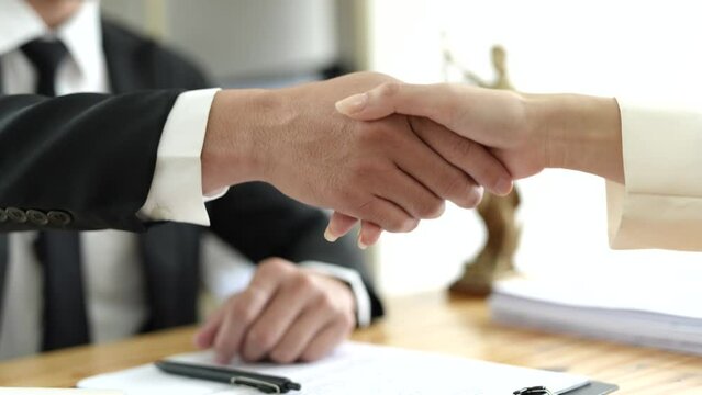 business people shake hands successful corporate cooperation agreement
