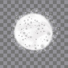 Bath foam isolated on transparent background. Shampoo bubbles texture.Sparkling shampoo and bath lather vector illustration.