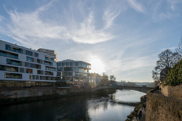 Naklejka premium river cityscape