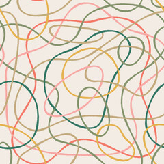 Vector seamless texture of colorful hand drawn lines.