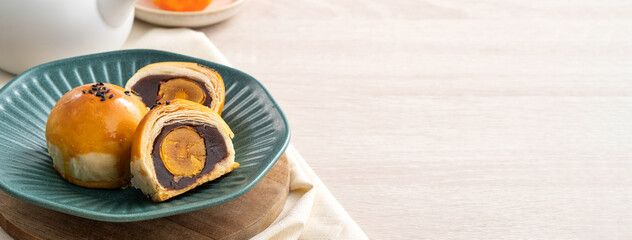 Moon cake yolk pastry for Mid-Autumn Festival holiday.