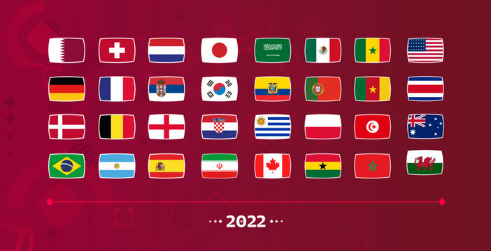 All Flags of the countries in the 2022 soccer championship