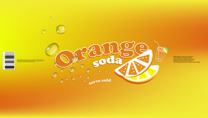 label for bottles of orange drinks, in orange color with lemon and orange slices. Made in a recognizable style. 100% vector for print and internet