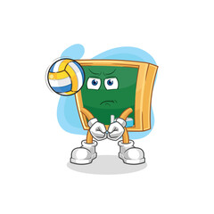 blackboard play volleyball mascot. cartoon vector