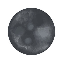 Vector Moon painted in watercolor. Space illustration.