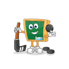 blackboard playing hockey vector. cartoon character