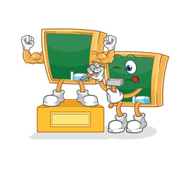 blackboard sculptor character. cartoon mascot vector