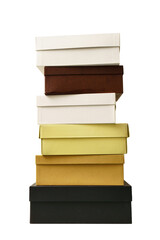 various stacked cardboard boxes. isolated on white background