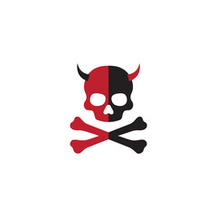 Crossbones skull of death, danger or poison flat vector icon for apps and websites
