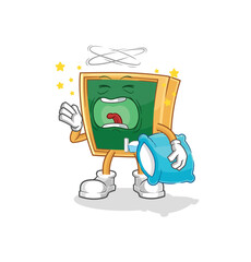 blackboard yawn character. cartoon mascot vector