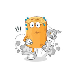 wooden corkscrew running illustration. character vector