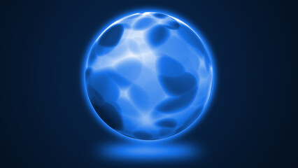 blue energy ball light shine dark background