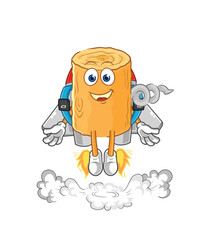 wooden corkscrew with jetpack mascot. cartoon vector