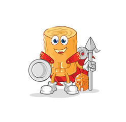 wooden corkscrew spartan character. cartoon mascot vector