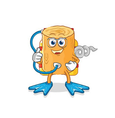 wooden corkscrew diver cartoon. cartoon mascot vector