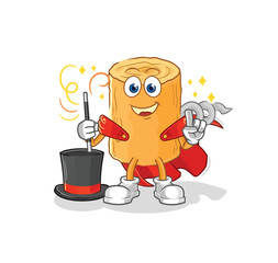 wooden corkscrew magician illustration. character vector