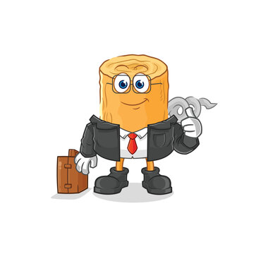 wooden corkscrew office worker mascot. cartoon vector