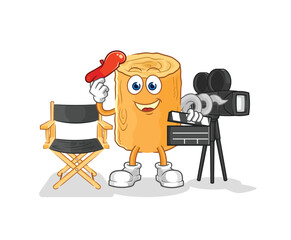 wooden corkscrew director mascot. cartoon vector