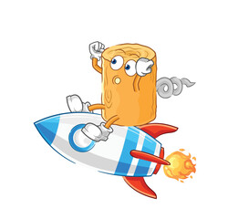 wooden corkscrew ride a rocket cartoon mascot vector