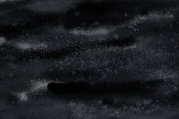 black watercolor abstract background. Night sky shades simple color Hand painted illustration. Aquarelle painted paper textured canvas for invitation card design.