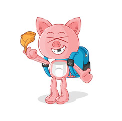 Fototapeta premium pig goes to school vector. cartoon character