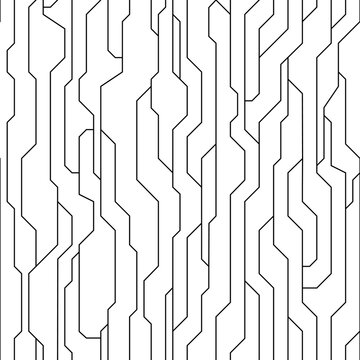 Stock seamless monochrome vector geometric pattern.Futuristic seamless black vector texture from simple abstract shapes isolated on white background.