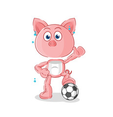 pig playing soccer illustration. character vector
