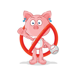 say no to pig mascot. cartoon vector
