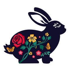 cute rabbit in folk style © khwanchai