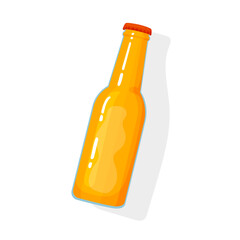Vector isolated summer image. A bottle of orange drink, fresh cooling lemonade.