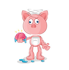 pig no brain vector. cartoon character