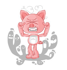 depressed pig character. cartoon vector