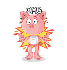 pig Oh my God vector. cartoon character