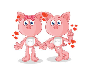 pig dating cartoon. character mascot vector