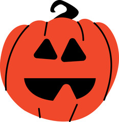 Halloween pumpkin with scary face on white