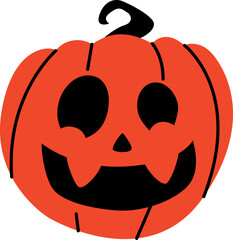 Halloween pumpkin with scary face on white