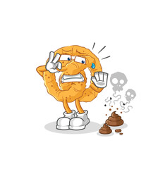 pretzel with stinky waste illustration. character vector