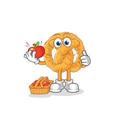 pretzel eating an apple illustration. character vector