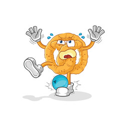pretzel hiten by bowling cartoon. cartoon mascot vector