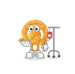 pretzel sick in IV illustration. character vector