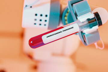 Androstadienol Pheromone In test tube in biochemical lab