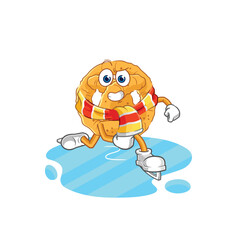 Obraz premium pretzel ice skiing cartoon. character mascot vector