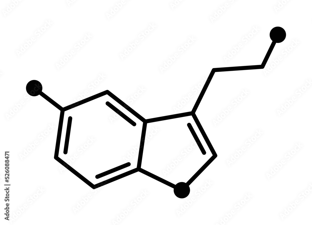 Aufkleber serotonin or 5-hydroxytryptamine molecular structure with no letters line vector icon for apps and w