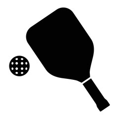 Pickleball paddle with ball flat vector icon for sports apps and websites