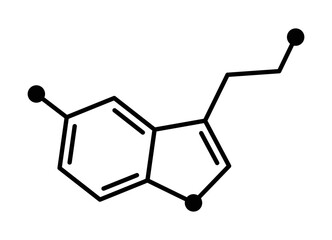 Serotonin or 5-hydroxytryptamine molecular structure with no letters line vector icon for apps and websites