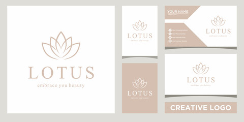 lotus flower beauty logo design template with business card design