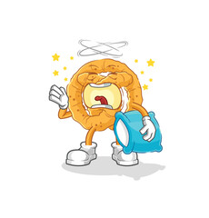 pretzel yawn character. cartoon mascot vector